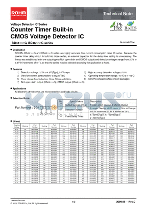 BD45XXG datasheet - Counter Timer Built-in CMOS Voltage Detector IC