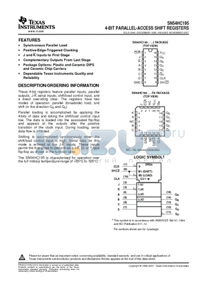 5962-86827012A datasheet - 4-BIT PARALLEL-ACCESS SHIFT REGISTERS