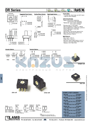 DR2-10R datasheet - Through Hole, Right Angle, and SMT Option
