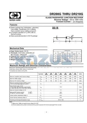 DR200G datasheet - GLASS PASSIVATED JUNCTION RECTIFIER