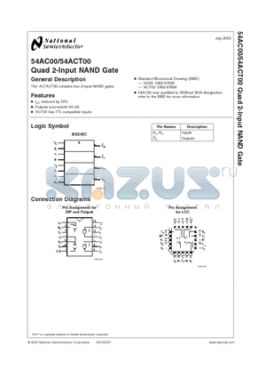 5962-87549 datasheet - Quad 2-Input NAND Gate