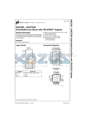 5962-87550 datasheet - Octal Buffer/Line Driver with TRI-STATE Outputs