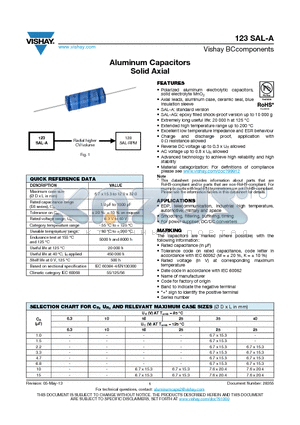 123SALA datasheet - Aluminum Capacitors Solid Axial