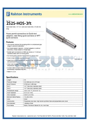 2S2S-HOS-3FT datasheet - Quick-test hose