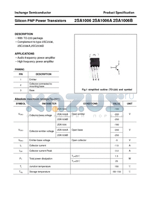 2SA1006 datasheet - Silicon PNP Power Transistors