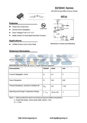 BZX84C22 datasheet - 350mW Surface Mount Zener Diode