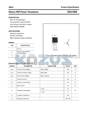 2SA1008 datasheet - Silicon PNP Power Transistors