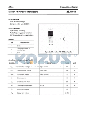 2SA1011 datasheet - Silicon PNP Power Transistors