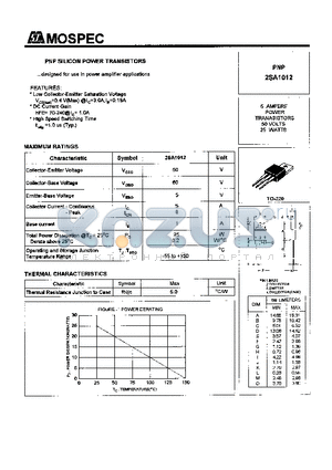 2SA1012 datasheet - POWER TRANSISTORS(5A,50V,25W)