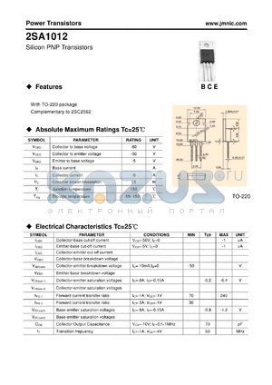 2SA1012 datasheet - Silicon PNP Transistors