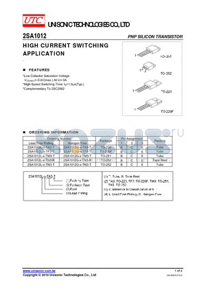 2SA1012_10 datasheet - HIGH CURRENT SWITCHING APPLICATION