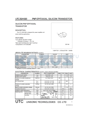 2SA1020 datasheet - PNP EPITAXIAL SILICON TRANSISTOR