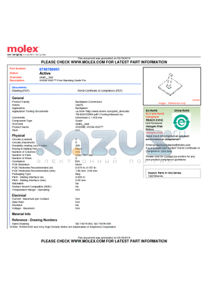 0740760001 datasheet - VHDM-HSD Free-Standing Guide Pin