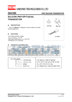 2SA1020 datasheet - SILICON PNP EPITAXIAL TRANSISTOR