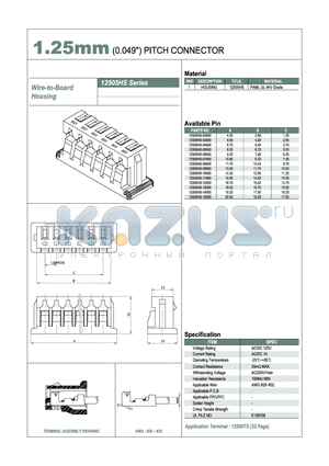 12505HS-02000 datasheet - 1.25mm PITCH CONNECTOR