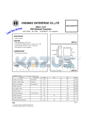 2SA1020N1PT datasheet - PNP Epitaxial Transistor