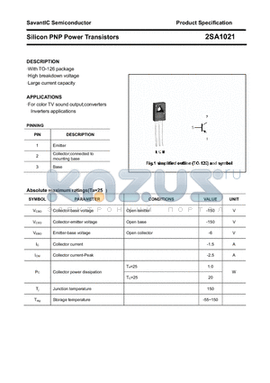 2SA1021 datasheet - Silicon PNP Power Transistors