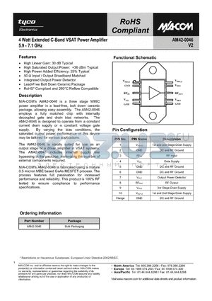 AM42-0046 datasheet - 4 Watt Extended C-Band VSAT Power Amplifier 5.9 - 7.1 GHz