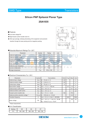 2SA1035 datasheet - Silicon PNP Epitaxial Planar Type