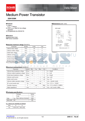 2SA1036K datasheet - Medium Power Transistor