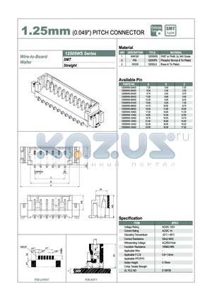 12505WS-08A00 datasheet - 1.25mm PITCH CONNECTOR