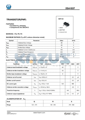 2SA1037 datasheet - TRANSISTOR(PNP)