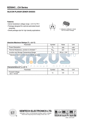 BZX84C2V4CA datasheet - SILICON PLANAR ZENER DIODES