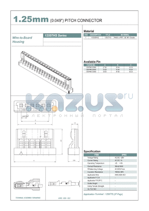 12507HS-30000 datasheet - 1.25mm PITCH CONNECTOR