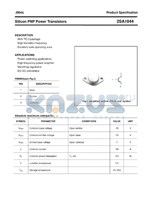 2SA1044 datasheet - Silicon PNP Power Transistors