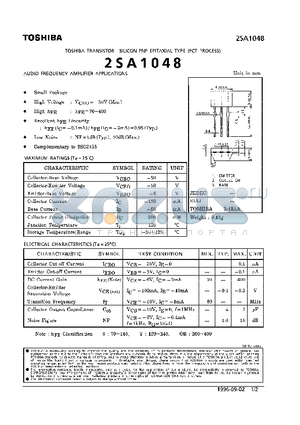 2SA1048 datasheet - TRANSISTOR (AUDIO FREQUENCY AMPLIFIER APPLICATIONS)