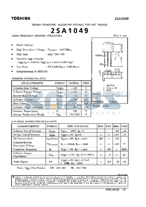 2SA1049 datasheet - TRANSISTOR (AUDIO FREQUENCY AMPLIFIER APPLICATIONS)