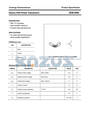 2SA1050 datasheet - Silicon PNP Power Transistors