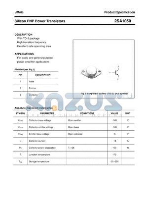 2SA1050 datasheet - Silicon PNP Power Transistors