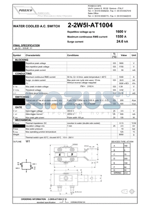 2-2W5I-AT1004S16 datasheet - WATER COOLED A.C. SWITCH