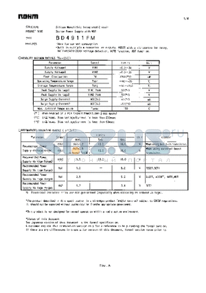 BD4911FM datasheet - System Power Supply with WDT