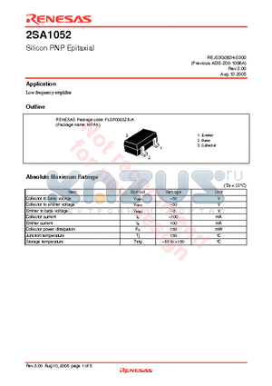 2SA1052 datasheet - Silicon PNP Epitaxial