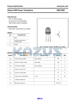 2SA1061 datasheet - Silicon PNP Power Transistors