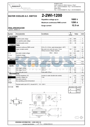 2-2WI-1200S16 datasheet - WATER COOLED A.C. SWITCH
