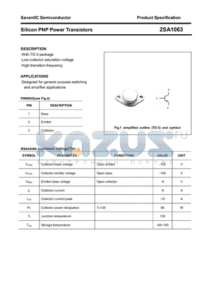 2SA1063 datasheet - Silicon PNP Power Transistors