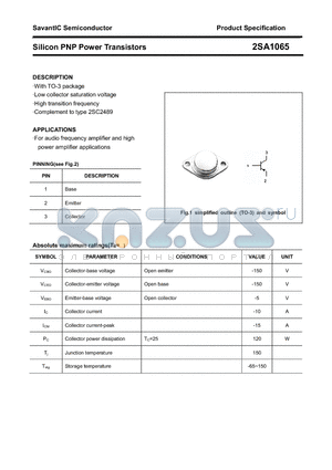 2SA1065 datasheet - Silicon PNP Power Transistors