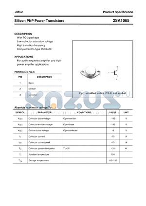 2SA1065 datasheet - Silicon PNP Power Transistors