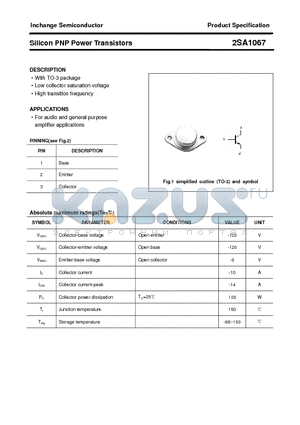 2SA1067 datasheet - Silicon PNP Power Transistors