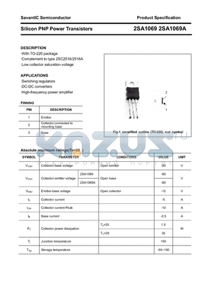 2SA1069 datasheet - Silicon PNP Power Transistors