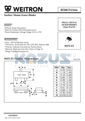 BZX84C2V7 datasheet - Surface Mount Zener Diodes