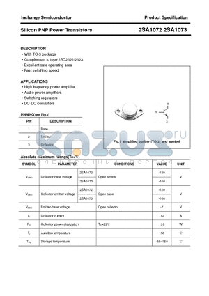 2SA1072 datasheet - Silicon PNP Power Transistors