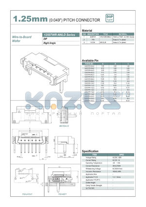 12507WR-20LD datasheet - 1.25mm PITCH CONNECTOR