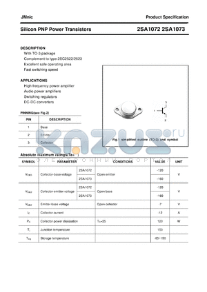 2SA1072 datasheet - Silicon PNP Power Transistors