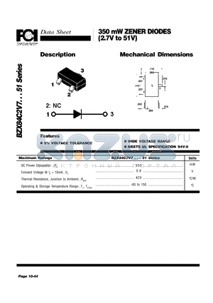 BZX84C2V7 datasheet - 350 mW ZENER DIODES (2.7V to 51V)