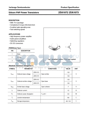 2SA1073 datasheet - Silicon PNP Power Transistors