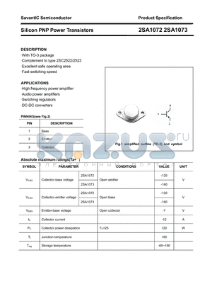 2SA1073 datasheet - Silicon PNP Power Transistors